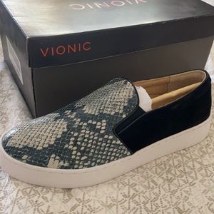 Vionic sneakers (snake print) with arch support.